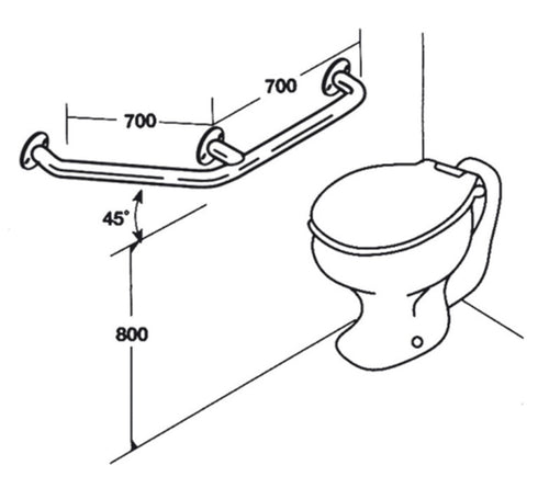 Toilet Rail - Type 06 - Concealed Flanges