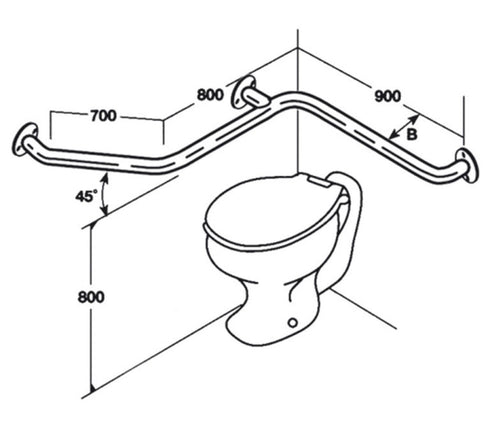 Toilet Rail - Type 07A - Concealed Flanges