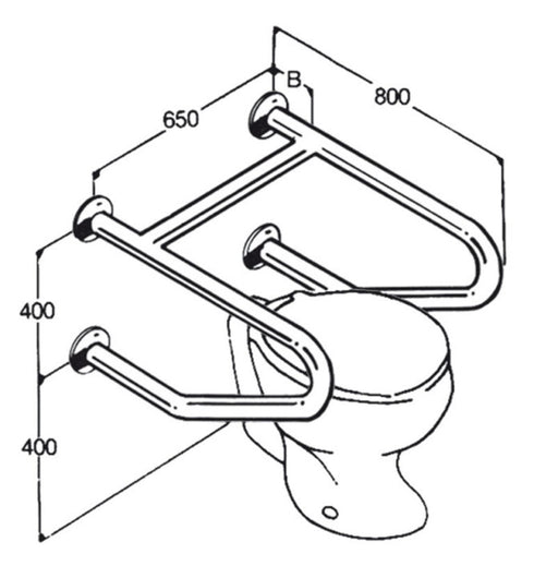 Bath Rail: Type 014: Concealed Flanges