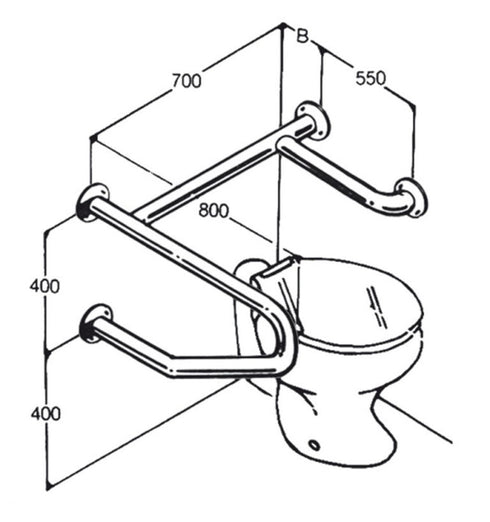 Bath Rail: Type 015: Concealed Flanges