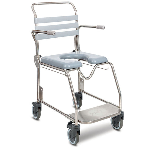 Shower Commode - Juvo-Sliding Foot rest-Hybrid & O/F PU Seat